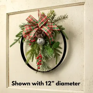 12 Inch Matte Black Metal Wreath Ring
