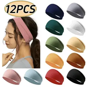 12 Pack No-Slip  for Women U-Shaped Cloth Hair Bands Elastic Fashion for Workout Running Daily Use European American  Style fashionable sport headband
