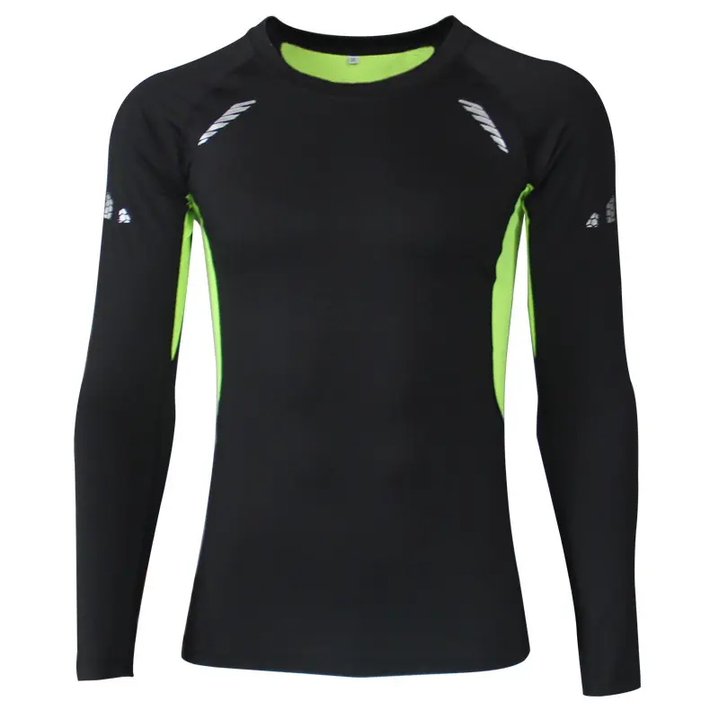 Men's Solid Compression Athletic Shirt, Round Neck Short & Long Sleeve Quick-Dry Polyester Spandex Baselayer for Running, Fitness & Biking
