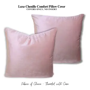 Light Pink Velvet Glamour Pillow Throws Set of 2, 18x18 Inch Decorative Handmade Pillow Cases for Farmhouse Decor, Sofa, Couch Cushion