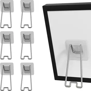 6pcs Picture Frame Stand Display Stand with Adhesive Easel Backing and Stainless Steel Self-Adhesive Stand. Fits Any Size Picture Frame and Is Perfect for Home, Office, or Commercial Displays. Suitable for Photos, Artwork, and Logos.