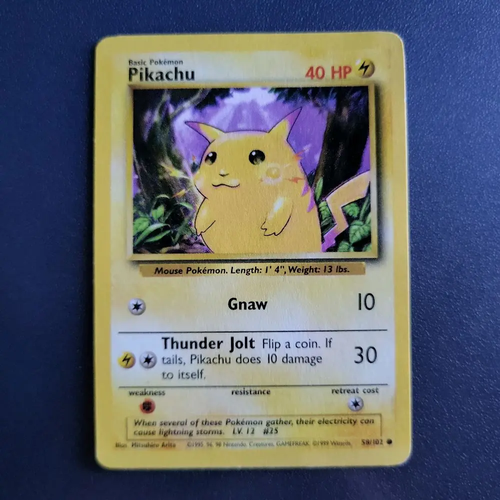 Pikachu Base Set 1999 Yellow Cheeks 58/102
