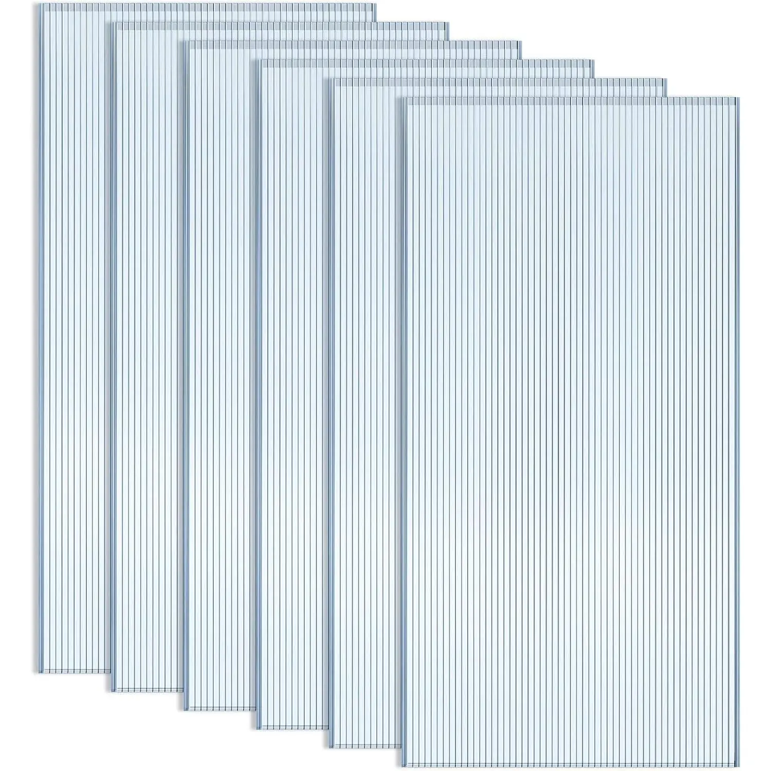 6 count Polycarbonate Greenhouse Panels Double Layer Polycarbonate Panels  UV Protected Sheet Corrugated Plastic Roof Greenhouse Replacement Cover (4' X 2' X 0.24")