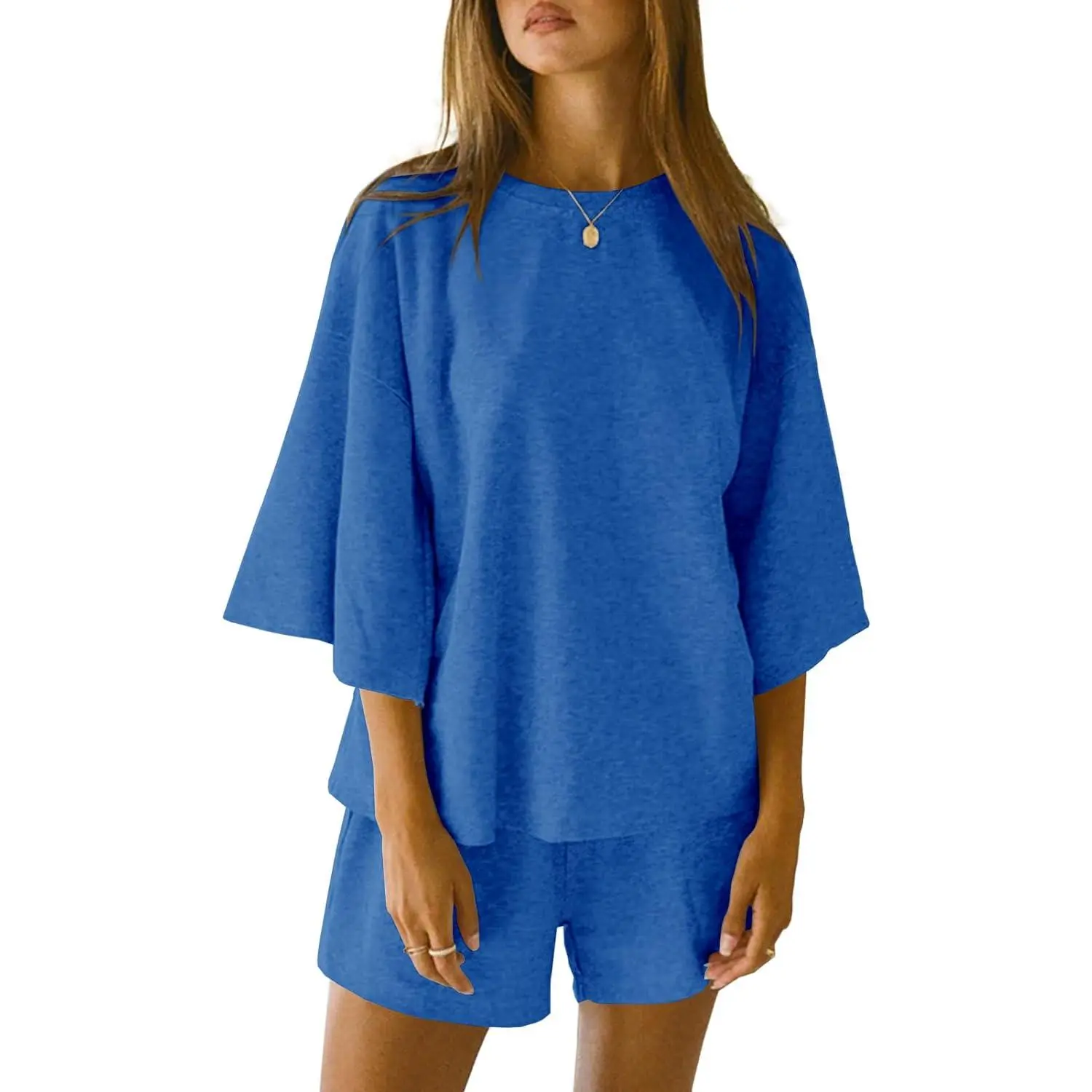 Imily Bela Womens 2 Piece Outfits 3/4 Sleeve Tops and Elastic Waist Shorts Lounge Sets Loungewea Womenswear Loungewear