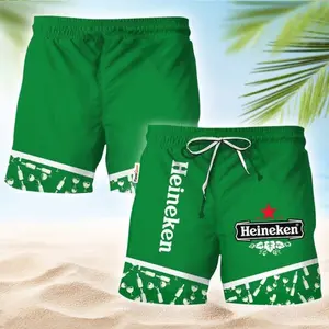 Heineken Glass Bottle Dot Swim Trunks – Beer Lover Summer Beach Shorts, Bottle Pattern Pool Party Swimwear for Men, Lightweight Quick Dry Vacation Outfit