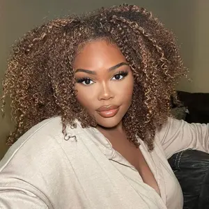 FORGIRL FOREVER 7x5 Highlight Kinky Curly Glueless Wig Pre Cut Lace Kinky Curly Wear And Go Wig Pre-Plucked Afro Curly Lace Closure Human Hair Wigs #TikTokShopBacktoSchool