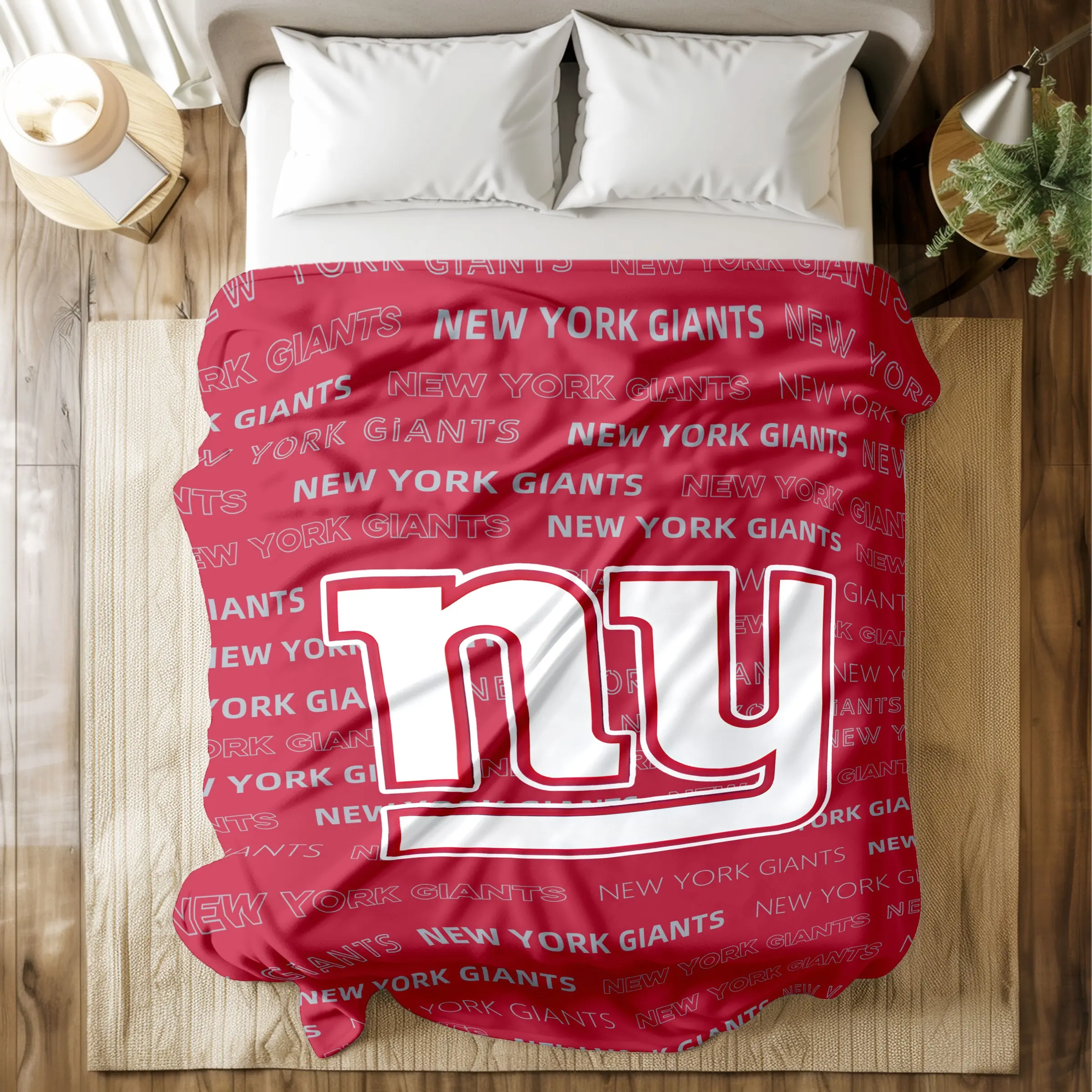New York Giants Logo Flannel Blanket - Skin - friendly, High - grade Plush, Iconic NFL Team Prints, Double Warmth, Multi - Scenario Use (Bed/Sofa/Dormitory/Travel), Ideal Gift for Football Fans