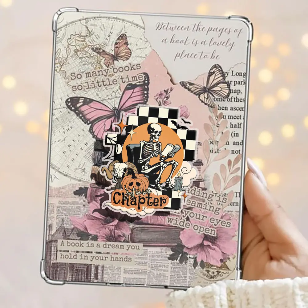 Just One More Chapter Spooky Reading Skeleton Kindle Grip Book Bookish Magnetic Kindle Grip Book Lover Kindle Accessories Phone Holder PopSocket Phone Grip Magnetic Pop Socket Phone Grip