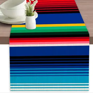 1 PC, Rainbow Striped Table Runner, Rustic Country Style, Ideal For Home Decor And Indoor/Outdoor Party Supplies