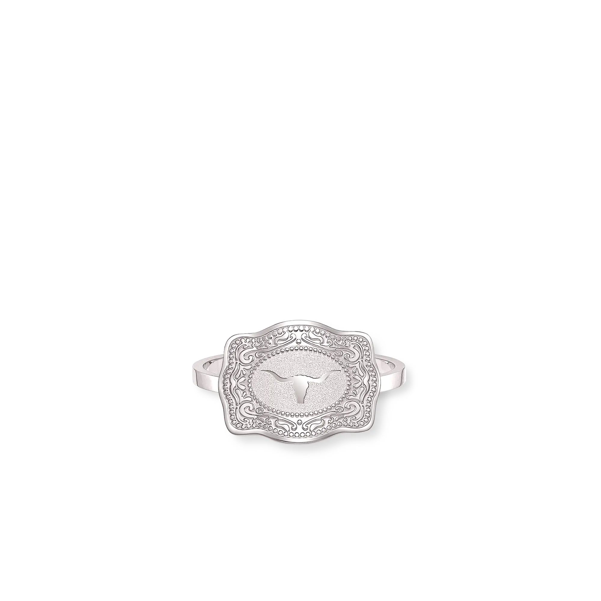 Longhorn Mini Belt Buckle Ring - Silver