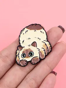 Adorable Cake Turtle Siamese Cat Enamel Pin, Cartoon Animal Series Zinc Alloy Lapel Pin, Fashion Clothing Accessory Gift