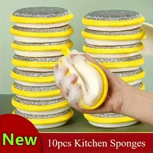 10 Pack Scrub Sponges for Dishes - Durable Absorbent Reusable Kitchen Sponges for Sink, Stove, Pots & More, Versatile Cleaning Tools for Housework, Dish Scrubber