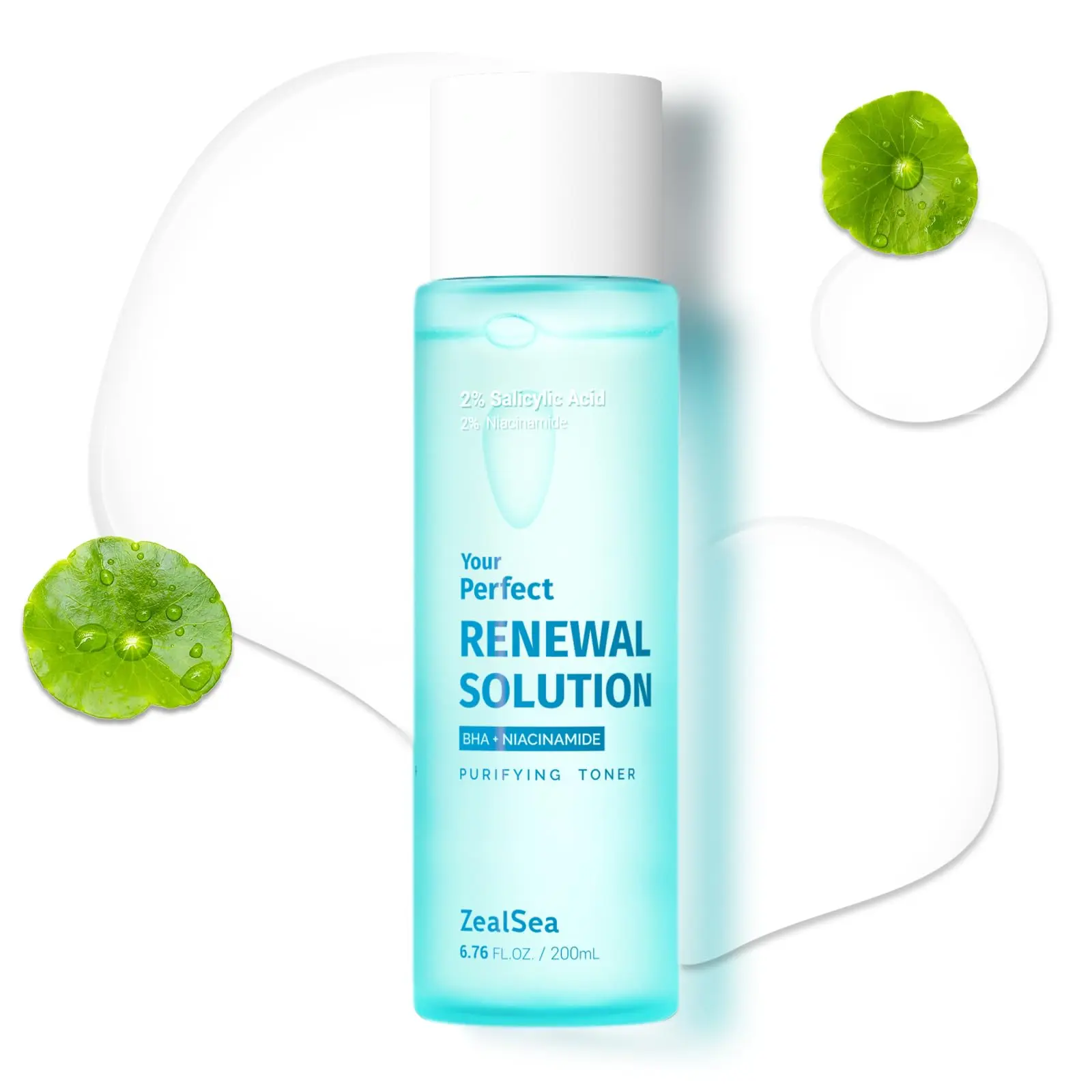 ZealSea Salicylic Acid BHA Exfoliating Toner with Niacinamide & CICA, Fragrance-Free Alcohol-Free Formula for Acne-Prone & All Skins, Pore Refine & Oil Control, Gentle 6.76OZ Skincare Toner, Daily Apply