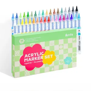 Arrtx Acrylic Paint Pens for Rock Painting Brush Tip Acrylic Pen Waterproof Art Supplies for Stone Glass Egg Wood DIY Crafts Versatile Use