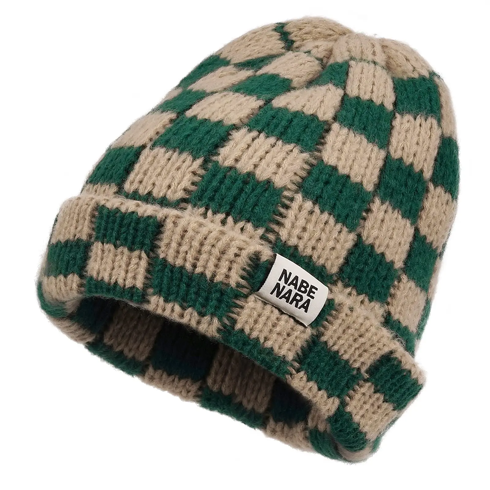 Trendy Thick Unisex Beanie Hat - Soft Warm Cuffed Knit Winter Skull Cap with Classic Checkered - Ideal for Skiing, Snowboarding & Outdoor Adventures