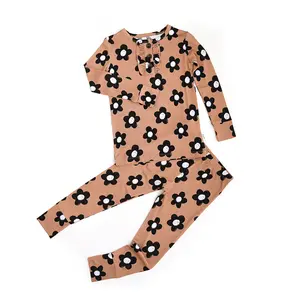 Co co RUFFLE TWO PIECE Toddler Set Bamboo Fabric Soft Breathable Playful Prints Functional Buttons Flexible Fit Eco-Friendly