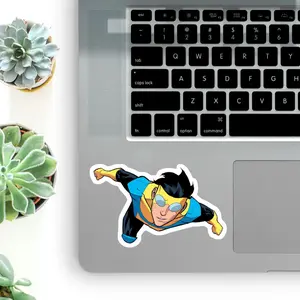 High Speed Invincible Vinyl Sticker, Mark Grayson Aerial Comic Action Sticker, Laptop Gamer Gear Skateboard Style Decor