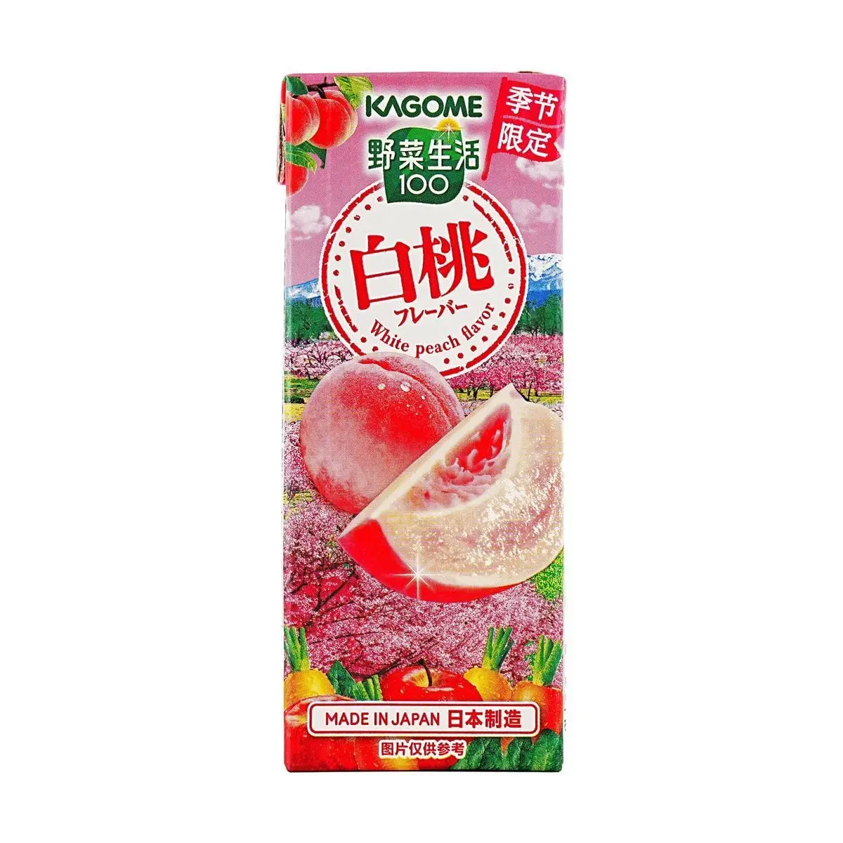 Kagome Vegetable Life 100 Carrot Peach Juice Drink - 99%+ Fruit & Vegetable Content, Rich in Dietary Fiber, 195ml Can