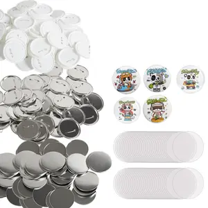 VEVOR 200 Sets 3 inch 75mm Back Button Parts, Round Button Badge Parts, Set Includes Metal Top, Plastic/Metal Button, Clear Film, and Blank Paper For Gifts Presents, Machine NOT Included