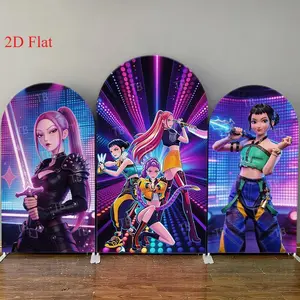 15-day 2D Flat Delivery Cyber Girl Group Arch Backdrop Cover Birthday Party Decoration Cool Stage Girl Photography