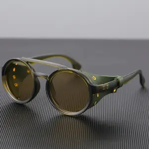 Men's Vintage Round Retro Punk Glasses. Windproof Outdoor Eyewear for Fishing, Cycling & Sports, Classic Fishing Accessories.