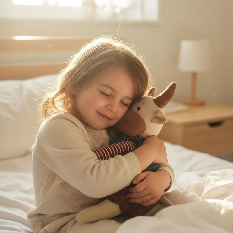 "Playful Cow Plush Toy – Made of soft fabric with a cozy touch, it’s the perfect snuggle buddy for little ones and a charming home decor accent. Ideal for gifting, like birthday presents!