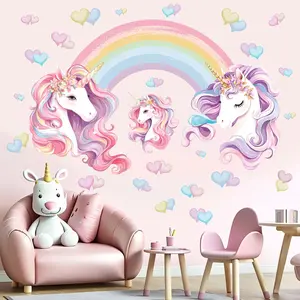 Rainbow Wall Stickers for Girls Peel and Stick Cloud Wall Decals Wall Art Decor Kids Supplies Suitable for Ages 1 to 12 Year