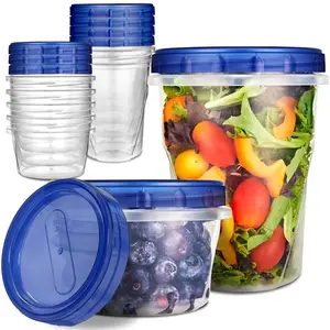 Stock Your Home Combo Plastic Food Containers with Lids – 6 x 32oz & 10 x 16oz Reusable Freezer Containers, Airtight Soup Cups for Leftovers, Microwave & Dishwasher Safe