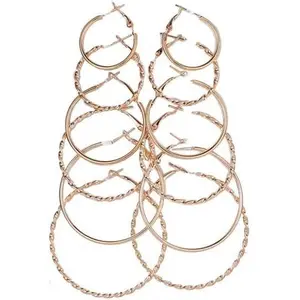 6 Pairs Classic Colorful Punk Large Small Round Hoop Earrings 80s 90s Retro Colored Black White Circle Neon Earrings for Women Personality Fashion Party Costume