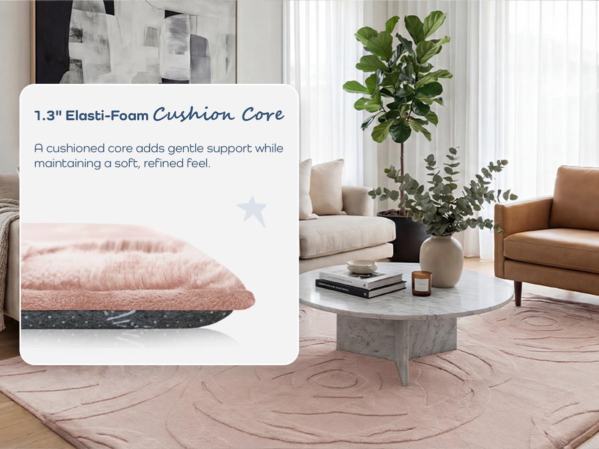 PaPaMat 1.3" Thick Plush Area Rug, Extra Large Soft Floral Non-Slip Baby Play Mat, Faux Fur Rose Jacquard Shag Carpet for Living Room & Bedroom