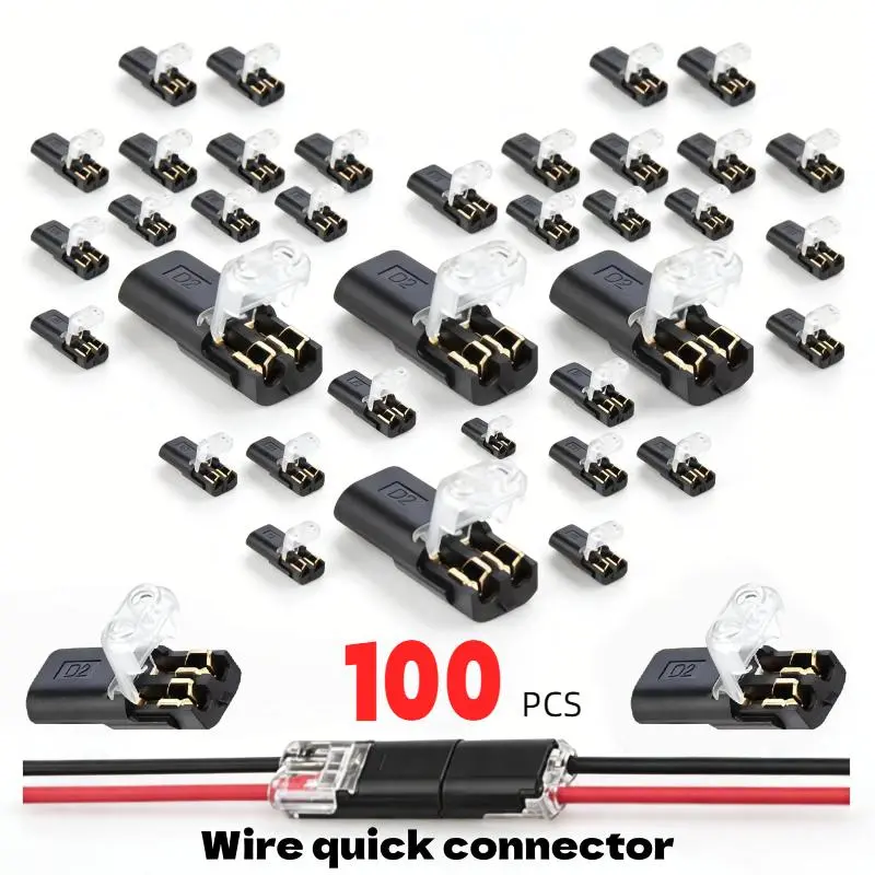 Double-Wire Plug-in Connector Led Light Strip Connectors 2Pin, Low Voltage Wire Connector with Locking Buckle, FastConnect Plugs Led Connectors for Strip Lights, strip car lowvoltage, Lead strip automotive wiring electricity PowerDistribution Secure -YY