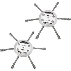 2PCS 6 Heads Steel Wire Grass Trimmer Head 6 Inches 150mm Weed Brush for Brush Cutter Brushcutter Weed Brush Removal Garden Grass Trimmer Head Tool Cutting