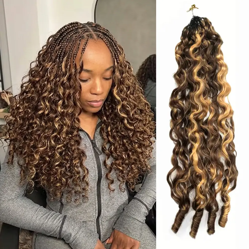 [HOT] 4/27 Burmese Curly Crochet Hair Human Hair Extensions Highlight Brown / Natural Black /99J  /Reddish Brown Pre-Separated Miracle Knots 50g/Pack Knotless Boho Braids,4–5 Packs Full Head,Vacation Hair#WorldCup2026#gameday outfits#DealsForYouDays summe