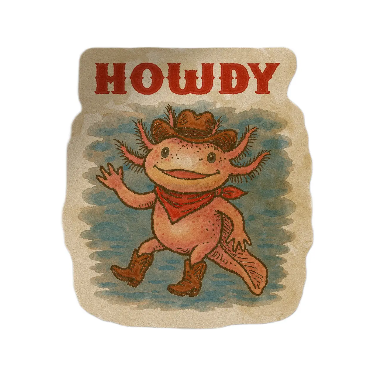 Howdy Axolotl Sticker