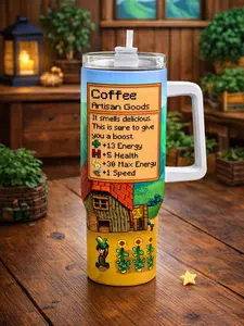 Stardew Valley Coffee Tumble, Pixel Farm Coffee Tumbler, Retro Game Style Straw Cup