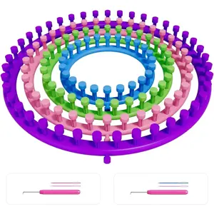 Round Knitting Looms Set- Set of 4 Plastic Looms Knitting with 2 Knitting Yarn Loom  and 2 Plastic Loom Pick, Fit Craft Kit Tool for Giveaways Souvenirs, Gifts