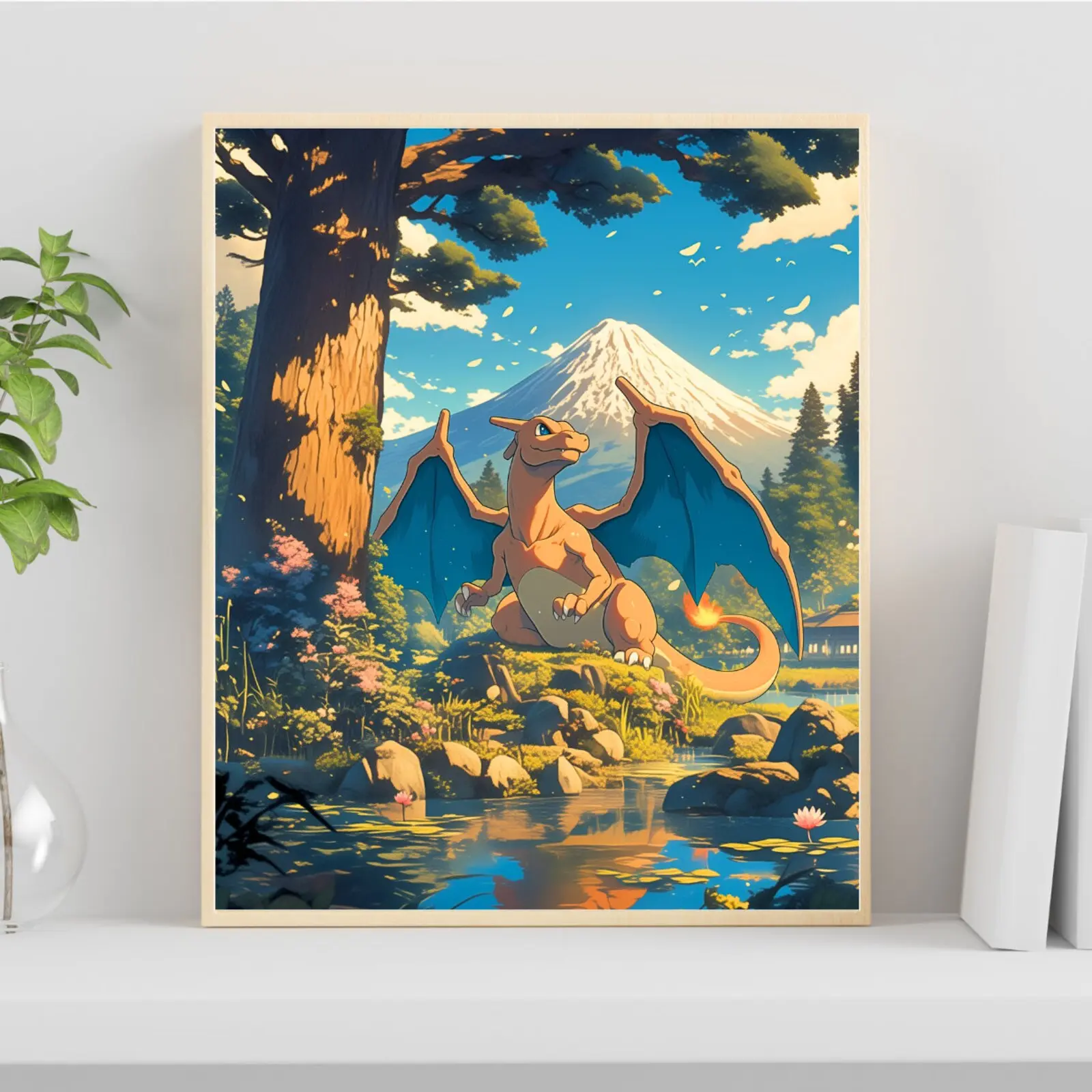 Charizard Poster, Anime Wall Art, Bedroom Decor, Unframed Artwork Hanging Wall Art Decoration