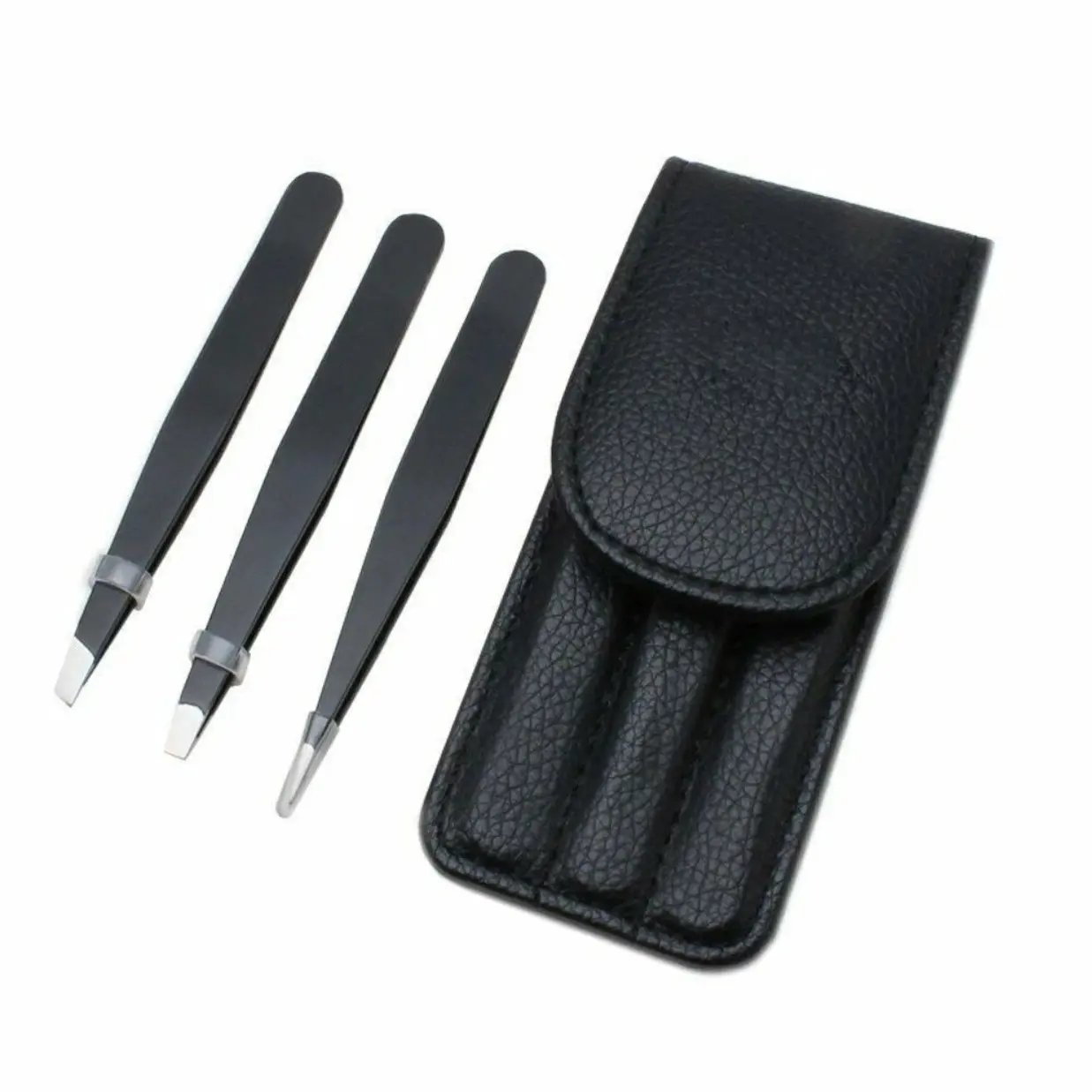 3 Pieces Stainless Steel Slant Tip Pointed Tip Tweezer Precision Eyebrow Hair Remover Tools Lightweight Compact 3.75 inch Grooming Kit