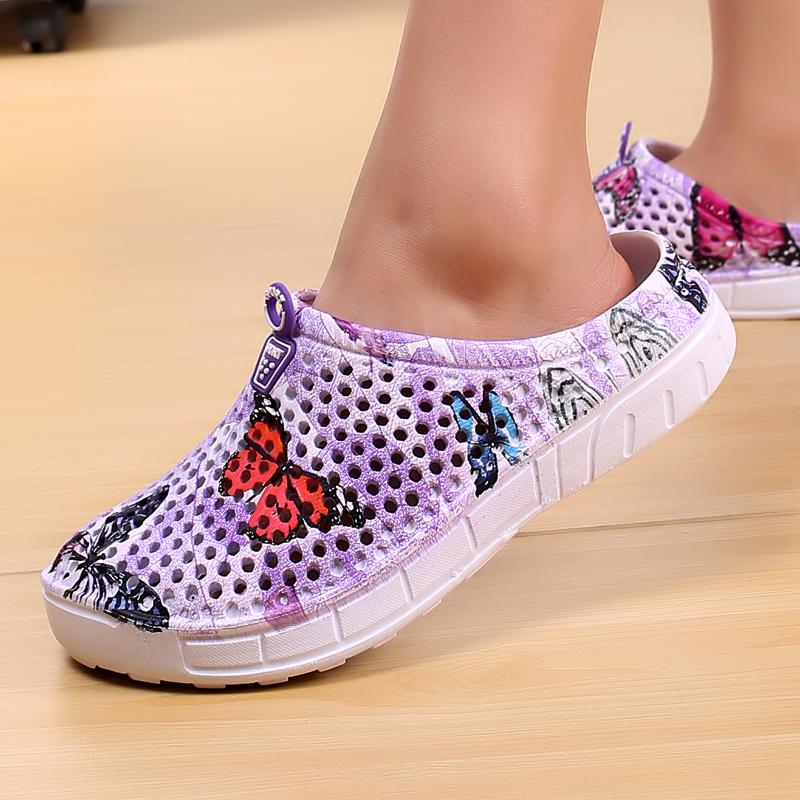 Women's Butterfly & Vintage Floral Print Mesh Clogs, Multi-Color Breathable Waterproof Non-Slip Slip On Mules, Lightweight Summer Sandals for Beach, Garden & Casual Wear
