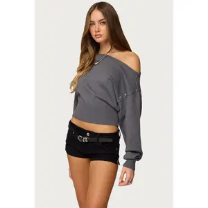 Doro Studded Off Shoulder Sweater