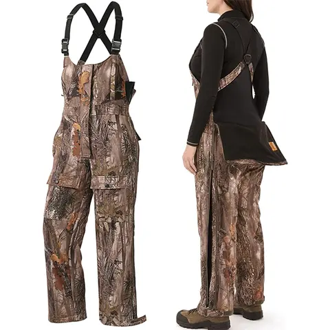 NEW VIEW Female Insulated Fleece Hunting Camo Overalls - Normal Type All Seasons Outdoor Bibs with Drop-Seat Zip, 8 Pockets, Water-Resistant Fabric, Silent Zippers, Hip Support, Extra-Long Side Leg Zippers, Leg Mobility for Cold Weather