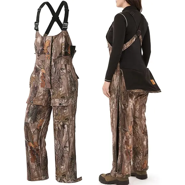 NEW VIEW Women's Hunting Camo Overalls, Insulated Fleece Hunting Bibs with Drop-Seat, Water-Resistant & Silent for Cold Weather