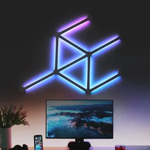 DIY LED bar assembled and mounted on the wall, 16 million color RGB LED, sound sensor, controlled by remote and phone app