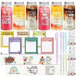 36 Pcs Teacher Appreciation Gift Set Back to School Best Teacher Gifts for 6 Set Thank You with Lids Makeup Bags Ballpoints Sticky Notepads Bookmark Pendant