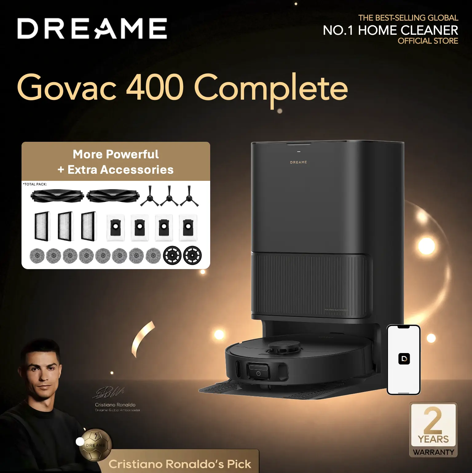 【Limited-Time Deal】DREAME L10s Ultra Gen 2 / GoVac 400 Complete Robot Vacuum and Mop, 10,000Pa Suction, MopExtend Tech, All-in-One Base Station, Auto-Empty, Mop Self-Washing & Drying