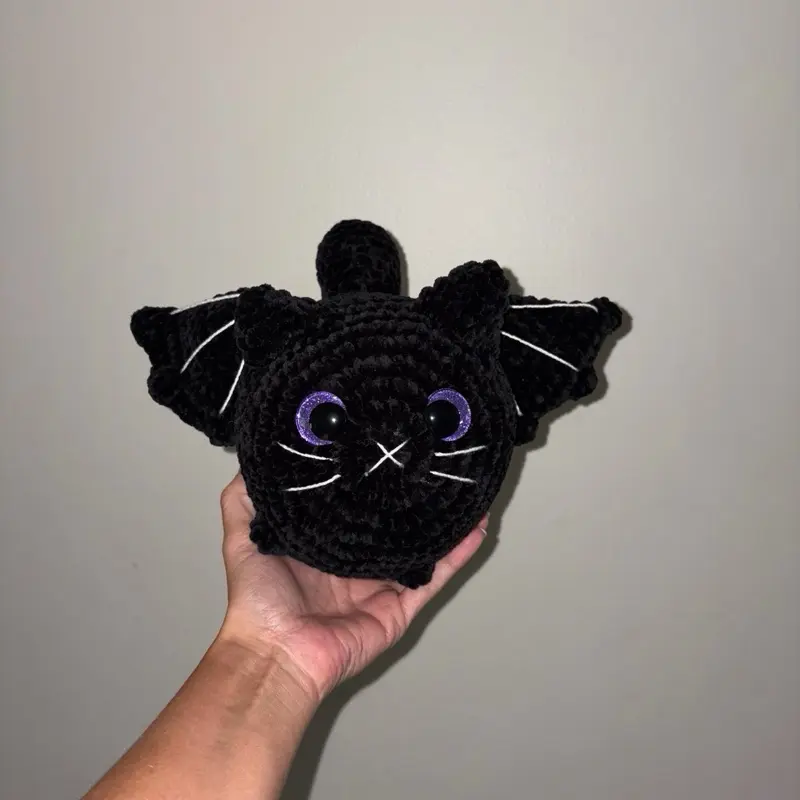 Crocheted Bat Cat Plushie