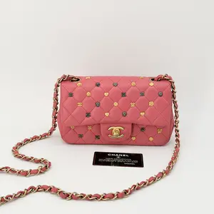 Pre-owned CHANEL leather Crossbody Bags Lucky Charm Pink Quilted Flap Bag