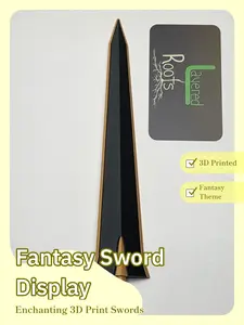 Layered Roots 10" Mini Shadow Commander Sword Fantasy 3D Printed Display Blade Black & Gold Collectible Desk Decor Cosplay Prop