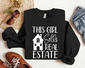 This Girl Sells Real Estate Sweatshirt, Real Estate Agent Hoodie, Realtor Girl Gift Sweater, House Dealer Sweatshirt, Funny Broker Hoodie For Woman.