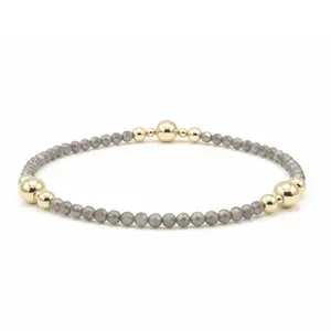 Nantucket Shimmer Gray Beaded Bracelet 14K Gold Filled